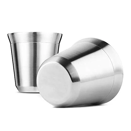 SUMSEA Edelstahl Espressotassen 2 Pack, Doppelwandige isolierte Kaffeetassen Teetassen, leicht zu reinigen und spülmaschinenfest (80ML)