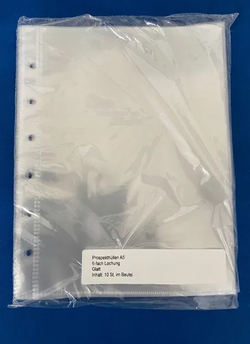 Prospekthüllen A5 klar, 1 Packung a 10 Hüllen, Prospekthülle