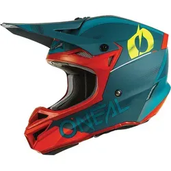 Oneal 5Series Haze V.22 Motocross Helm, rot-blau, Größe S - Robuster Motocross Helm mit zwei Außenschalen für optimale Sicherheit. Die große Belüftung sorgt für angenehme Kühlung während der Fahrt. Ideal für leidenschaftliche Fahrer.