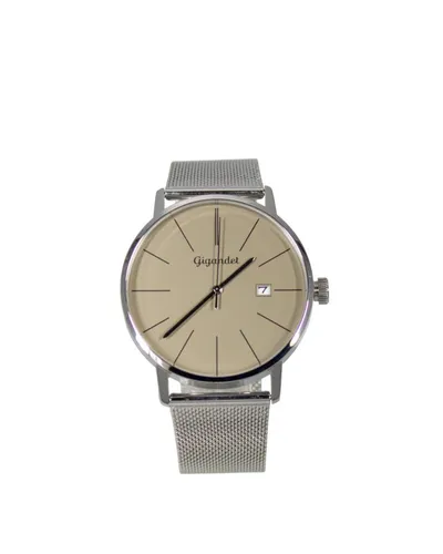 Gigandet Quarzuhr Armbanduhr Herren Edelstahl Silber Beige G42-018, Mineralglas, Datumsanzeige