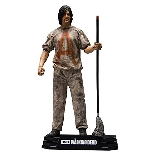 Walking Dead Daryl Actionfigur 14,5 Zoll – Retter Gefangener Outfit - Actionfigur von Daryl aus der Walking Dead Serie, detailgetreu mit 15 Gelenkpunkten für dynamische Posen und inklusive Wischmopp-Zubehör – ideal für Sammler und Fans!