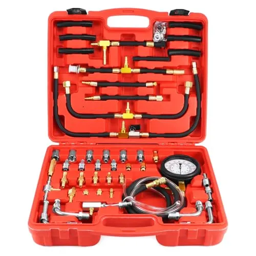 QWORK® Kraftstoffdruck Benzindrucktester, Kraftstoffdruckmesser für Einspritzsysteme, 0-140 PSI / 0-10 Bar Manometer, Benzindruckprüfer