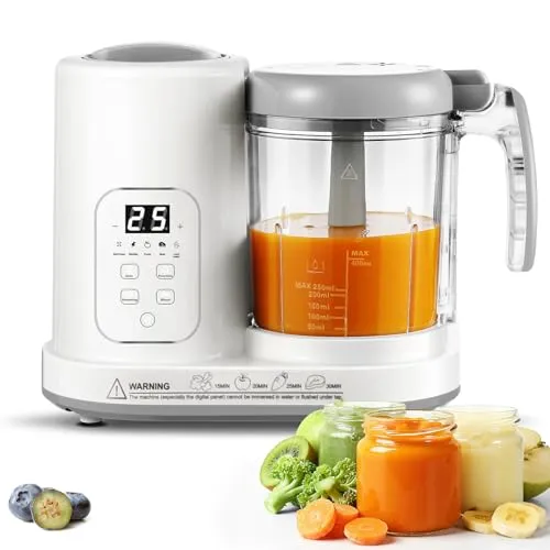 TopStrong Babynahrungszubereiter, Baby Food Maker Dampfgarer mit Dämpfen, Mixen, Auftauen & Erwärmen, Multifunktions Babybrei Zubereiter mit Selbstreinigungsfunktion, Küchenmaschine für Babynahrung