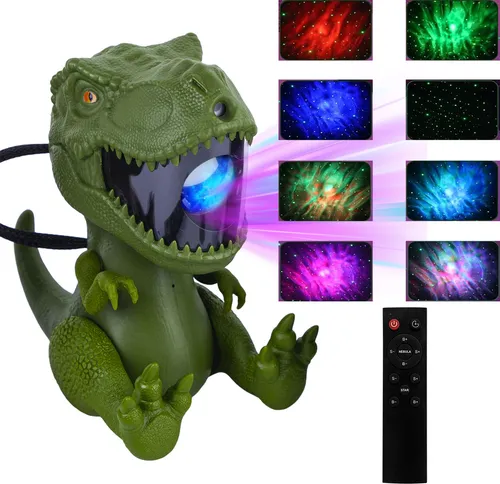 LED-Sternenhimmel Grün Dinosaurier Galaxie Sternprojektorlicht Timer mit Fernbedienung360° Verstellbarer Nachtlicht für Kinder,Freund,Familie