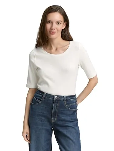 TOM TAILOR Damen 1047728 Basic T-Shirt, 10315-Whisper White, M