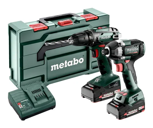 Metabo Combo Set 2.8.1 18V Akku-Bohrschrauber BS 18 & Akku-Schlagschrauber SSD 18 LT 200 BL - Akkuschrauber Set mit 2 leistungsstarken 18V Geräten und 2 x 2 Ah Li-Ion Akkus, ideal für vielseitige Anwendungen und höchste Flexibilität beim Arbeiten.