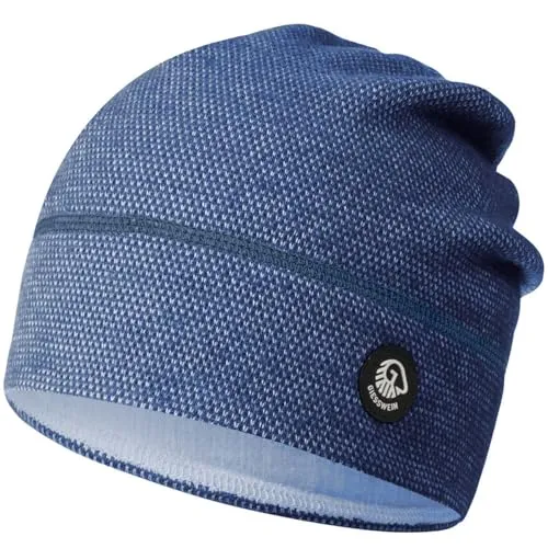 GIESSWEIN Mütze Hohes EIS - Merino Beanie mit Jersey Fütterung, Atmungsaktive Damen & Herren Strickmütze, Gefütterte Longbeanie aus Merinowolle, Warm & bequem, Unisex Sport Mütze