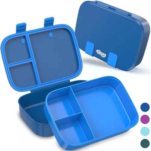 TAKWAY Brotdose Kinder mit Fächern - Bento Box Lunchbox BPA Frei - robust & leicht zu öffnen (Blau)
