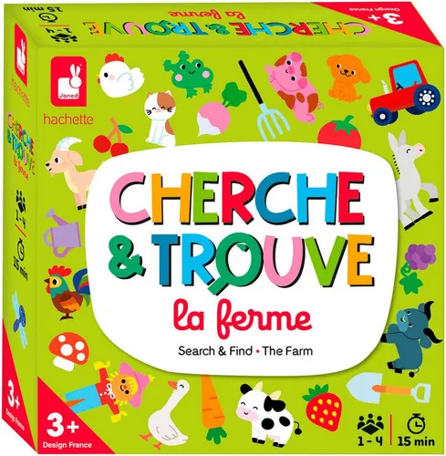 Janod Spiel Bauernhof - Suchspiel bunt, 1-4 Spieler, fördert Kreativität und Teamarbeit für Kinder ab 3 Jahren