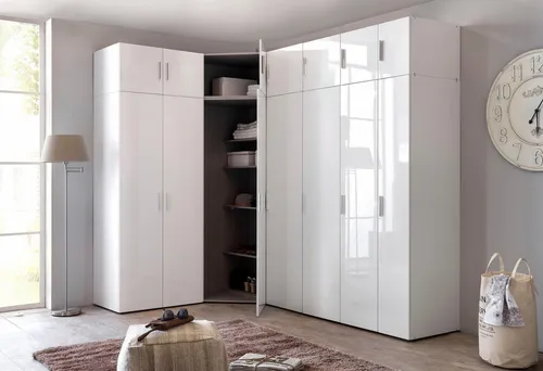 Xora Mehrzweckschrank Weiß 45x185 cm - Kleiderschrank aus Holzwerkstoff mit 6 verstellbaren Einlegeböden, ideal für Schlafzimmer, Bad oder Wohnbereich. Zeitloses Design und hohe Funktionalität vereinen sich in diesem Made in Germany Möbelstück.
