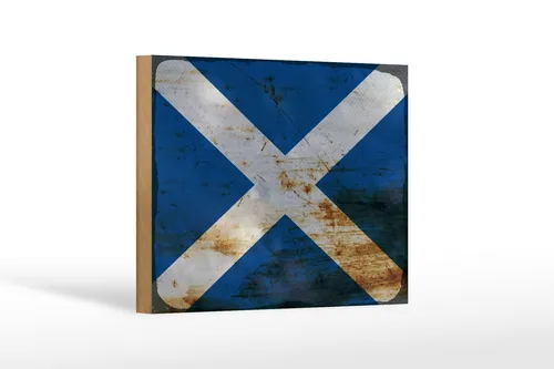 Holzschild Flagge Schottland 18x12 cm Flag Scotland Rost Deko Schild