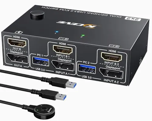 MLEEDA KVM Switch 2 PC 2 Monitore 4K@60Hz