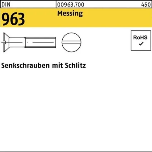 200er PACK(Stk) 000963700009020008 Senkschraube DIN 963 Schlitz M 2 x 8 Messing
