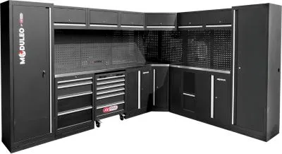 KS-Tools Werkstattsystem freistehend 3400 x 2720 mm mit Edelstahl-Arbeitsplatte