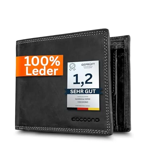 Cocoono Geldbörse aus Echtleder mit RFID-Schutz – Stilvolles Portemonnaie für Herren
