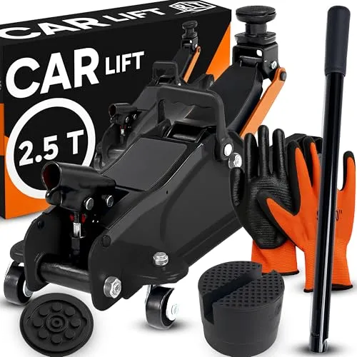 Retoo Autolift Hydraulischer Wagenheber 2,5T – Flacher Rangierwagenheber für PKW, SUV & Tiefergelegte Fahrzeuge