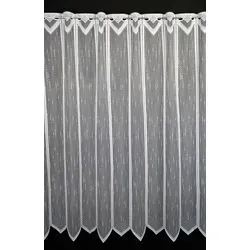 Gardinen Kranzusch Scheibengardine längs gestrichelt, Stangendurchzug, transparent, Kurzgardine,Stablöcher,verschiedene Höhen weiß 150 cm