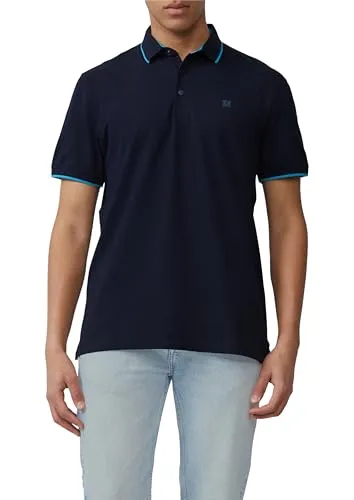s.Oliver Herren Poloshirt in Navy, Gr. L - Herren-Shirt in unifarbenem Navy mit Kontrastdetails, taillenbedeckt und aus pflegeleichtem Piqué-Stoff, ideal für einen lässigen Look.