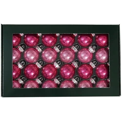 Kleine Baumkugeln aus Glas Ø 2 cm/2,5 cm/3 cm - Christbaumkugeln Baumschmuck Christbaumschmuck Weihnachtsbaumschmuck Weihnachtsbaumkugeln (24 Stück-Pink Opal, 2,5 cm)