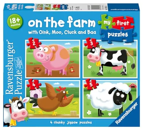 Ravensburger Puzzle Das Bauernhof-Puzzle 2+3+4+5 Teilen - klassisches Puzzlespiel für Kinder ab 18 Monaten, fördert die motorischen Fähigkeiten und die Konzentration