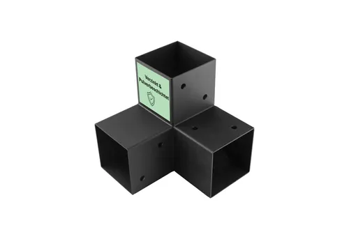 CLIP'N'SHADE Pfostenträger 100x100 - 3-Wege Eckverbinder für Holzpfosten - Stütze mit hochwertigem 3-Wege-Eckverbinder aus verzinktem Stahl für maximale Stabilität und Korrosionsschutz. Ideal für Pergola, Carport und Terrassenüberdachung.
