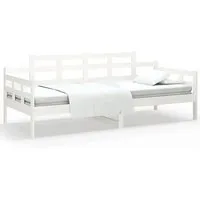 vidaXL Tagesbett Weiß aus massivem Kiefernholz 80x200 cm - Vielseitiges Tagesbett für Schlafzimmer und Wohnzimmer, ideal als Sofa tagsüber und gemütlicher Schlafplatz für Gäste nachts, aus robustem, massivem Kiefernholz gefertigt.
