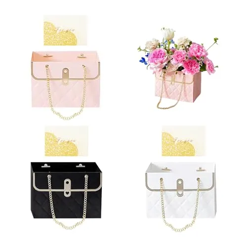 Stück Blumenverpackungsbeutel mit 3 Stück Karten, Blumenverpackung, Geschenkbox, Karton-Blumenbox, Blumen-Geschenkbox, Blumen-Aufbewahrungsbox, geeignet für Hochzeiten und Partys 3