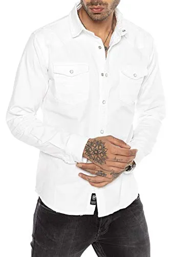 Redbridge Premium Jeanshemd Hochwertiges Denim Freizeithemd Casual Weiß L