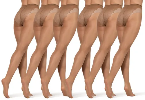 BANANALU Feinstrumpfhose 40 DEN mit Spitzen-Höschen, 6er Set - Elegante Feinstrumpfhose mit einem ansprechenden Spitzen-Höschen in Mattoptik. Ideal für besondere Anlässe oder den täglichen Gebrauch. Hochwertige Materialzusammensetzung für besten Tragekomfort.