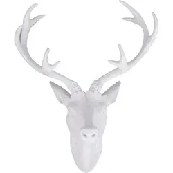 XXL Hirschgeweih Hirschkopf 10-Ender Weiß 48x32x61cm - Exklusive Wanddekoration im Hirschkopf-Design, 48x32x61 cm – detailreiche Nachbildung aus wetterfestem Polyresin, ideal für Wohnzimmer, Flur oder über dem Kamin.