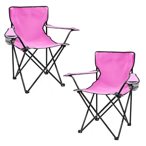 Camping Klappstuhl mit Getränkehalter 2er Set in pink von Spetebo