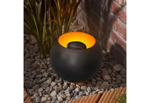 esotec Solar Feuerschale mit flackerndem Flammeneffekt IP44 METALL 102365 - Lampen für stimmungsvolles Ambiente, realistische Flamme ohne Rauch und Ruß, betrieben durch Solarenergie mit 66 LEDs für bis zu 8 Stunden Licht.