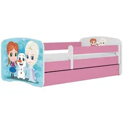 Raumhirsch Kinderbett Eisberg, Rosa, 90x180 cm - Stabiles Kinderbett mit abnehmbarer Schutzschiene für sicheren Schlaf und praktischer Schublade für Stauraum. Ideal für ein modernes Kinderzimmer.