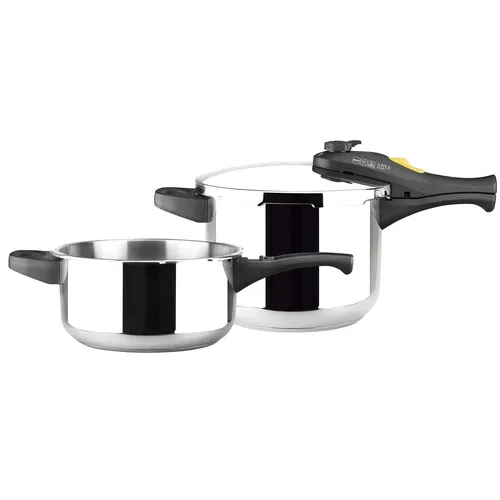 MAGEFESA 01OPSTYLE36 - Set Superschnelle Schnellkochtöpfe 4+6l - Elektrische Schnellkochtöpfe mit patentiertem Öffnungssystem für maximale Sicherheit und schnelleres Kochen. Hergestellt aus robustem Edelstahl, ideal für alle Herdarten, inklusive Induktion.