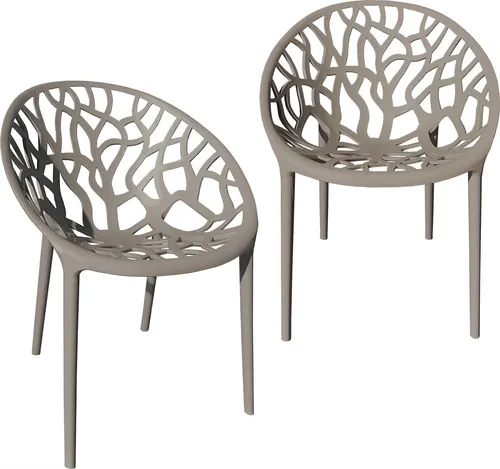 TRISENS Gartenstuhl Kunststoff Stapelstuhl - Bequeme Bistrostühle in Taupe - Moderne und praktische stapelbare Gartenstühle aus Kunststoff, ideal für drinnen und draußen. Pflegeleicht, wasserabweisend und in 5 Farben erhältlich.