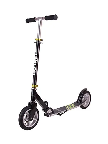 Hudora Scooter Alu 205mm Hornet - Schwarz/Grün - Roller/Kickboards mit luftbereiften 200mm Rädern für komfortable Fahrten, höhenverstellbarer Lenker und robuster Aluminiumrahmen - ideal für schnelle Action in der Stadt!
