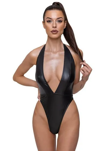 Cottelli Collection Wetlook Stringbody - Schwarz S - Verführerischer Wetlook Body in Schwarz, perfekt für besondere Anlässe. Angenehme Passform dank 90% Polyester und 10% Elasthan. Ideal für einen sexy Look!