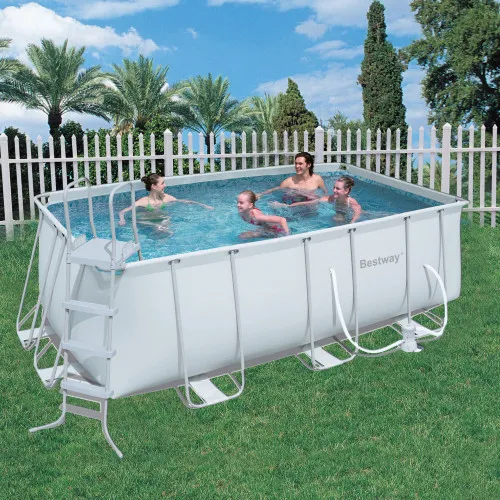 Bestway 56456 Pool mit rechteckigem Rahmen Power Steel 412x201x122 cm Pumpe