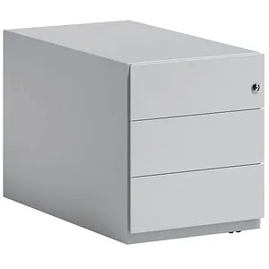 BISLEY Note Rollcontainer lichtgrau mit 3 Auszügen - Rollcontainer mit 3 abschließbaren Schubladen, ideal für ein organisiertes Büro. Der lichtgraue Stahl sorgt für Langlebigkeit und Pflegeleichtigkeit.