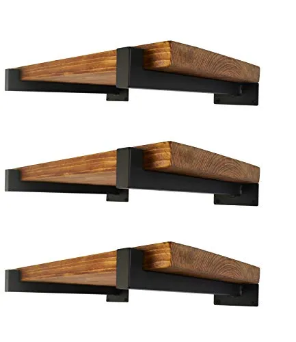 EZYDECOR Regalhalterung, 20,3 cm, schwarze Regalhalterungen, Wandmontage, industrielle Regalhalterungen, Metallregalträger mit Lippe (6 Stück)