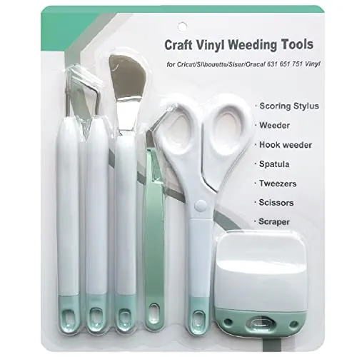 Beasert Bastelwerkzeug Set Plotter Zubehör 6 Stück Vinyl Jäten Werkzeuge Vinyl Basic Tools Set für Jäten, Silhouette, HTV, Cameos, Grün