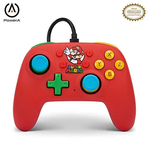 PowerA Nano-Controller für Nintendo Switch - Mario Medley - Kabelgebundener Controller mit klassischem Super Mario Design, ergonomisch für alle Handgrößen, ideal für stundenlangen Spielspaß auf dem Nintendo Switch – OLED-Modell.