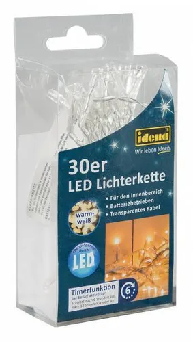 Idena LED-Lichterkette Lichterkette Weihnachtsdeko Dekolichterkette 260cm 30 LED