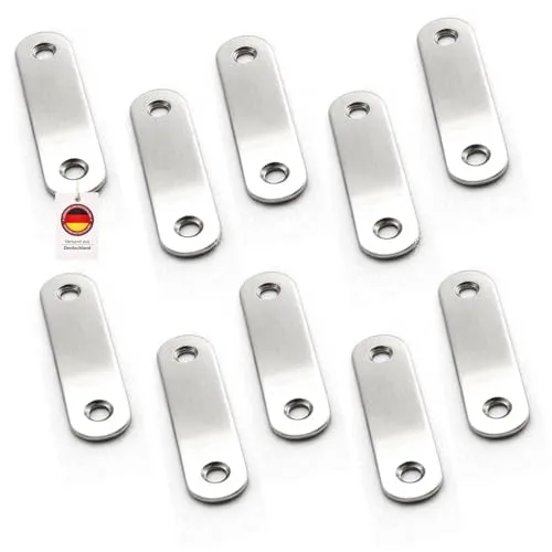 Produktbild Euro Tische Flachverbinder Edelstahl Lochblech 60mm für Innen und Außenbereich, Holzverbinder Verzinkt für Hartholzkonstruktion und Holzgeländern, 10Stück (1Packung)