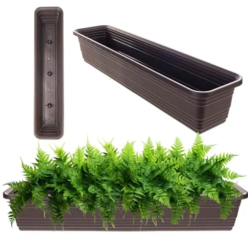 KADAX Blumenkasten 80 cm, Mokka – Balkontopf aus Kunststoff, witterungsbeständiger Pflanzkasten, Blumentopf, Geländerkasten für Blumen, Kräuter und Pflanzen