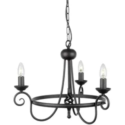 Harlech Kronleuchter mit 3 Lichtern in schwarz von Elsteadlighting