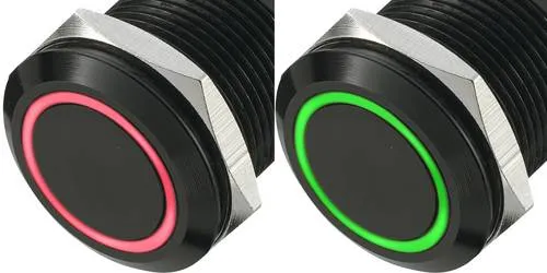 TRU Components 702477 LAS1-AGQ-11E/R-G Vandalismusgeschützter Drucktaster 250 V/AC 5A 1 x Aus/(Ein) tastend Rot, Grün 1St.
