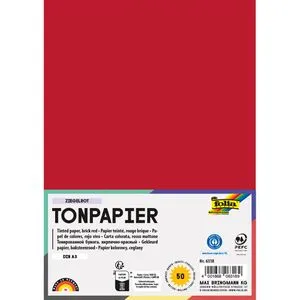 Folia Tonpapier 6318, A3, ziegelrot, 130g/m², 50 Blatt