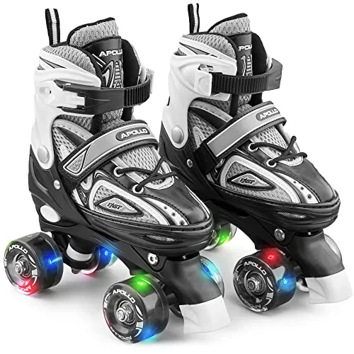 Apollo Super Quad X Pro | Verstellbare LED Rollschuhe für Kinder - Inliner für Kinder mit komfortablen Softboots und stabilen Cuffs. Wachsen über 4 Schuhgrößen mit, ideal für sportbegeisterte Mädchen und Jungen.