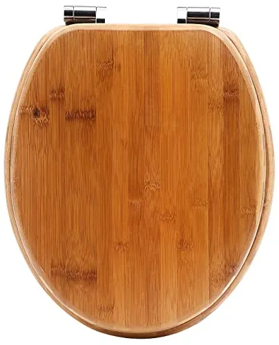 VEREG Bambus WC-Sitz mit Absenkautomatik - WC-Sitz aus massivem Bambus mit geräuschlosem Schließen und warmem Sitzkomfort, belastbar bis 150kg - ideal für jedes Badezimmer.